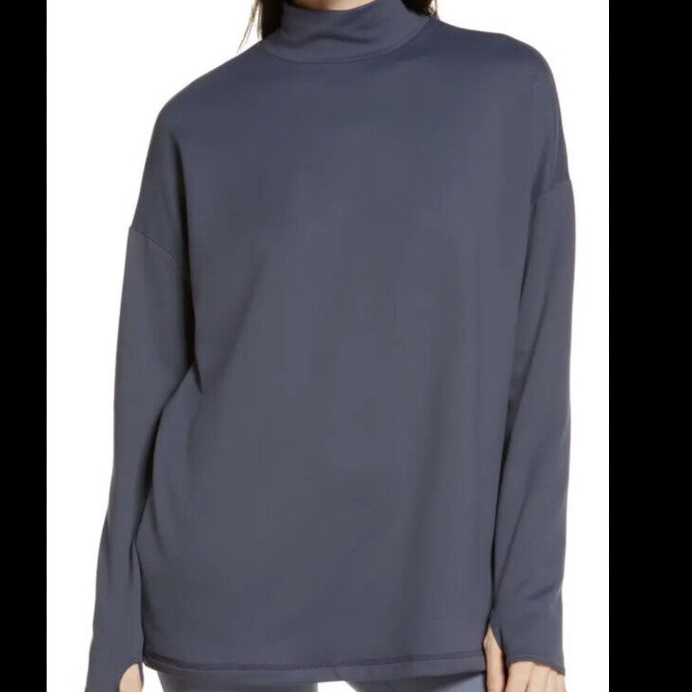 Sweaty Betty eco thermal mock neck top in turquoise